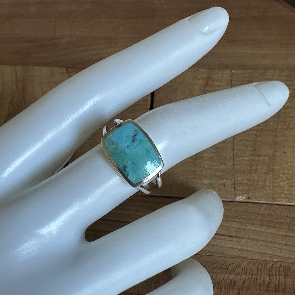 Vintage Boma Accent Ring Size 8 Blue Turquoise Split Shank 925 Sterling 3.9g